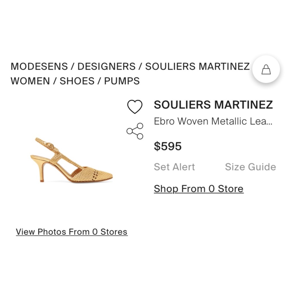 SOULIERS MARTINEZ- Ebro Woven Slingback Metallic Gold Pumps - Picture 4 of 9